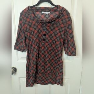 Charlotte Russe Short Sleeve Patterned Cowl-neck Top , Size Large